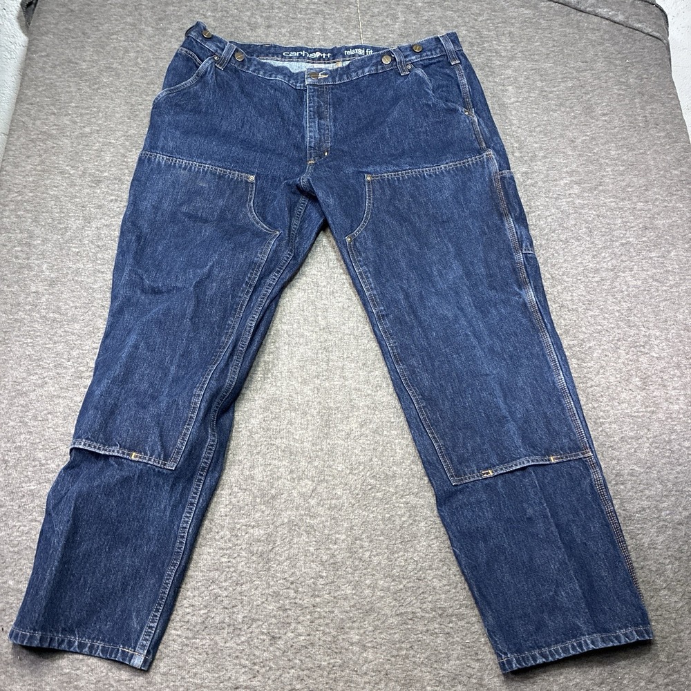 Carhartt Logger Jeans 42x32 Denim Double Knee Work Pants Rare Distressed